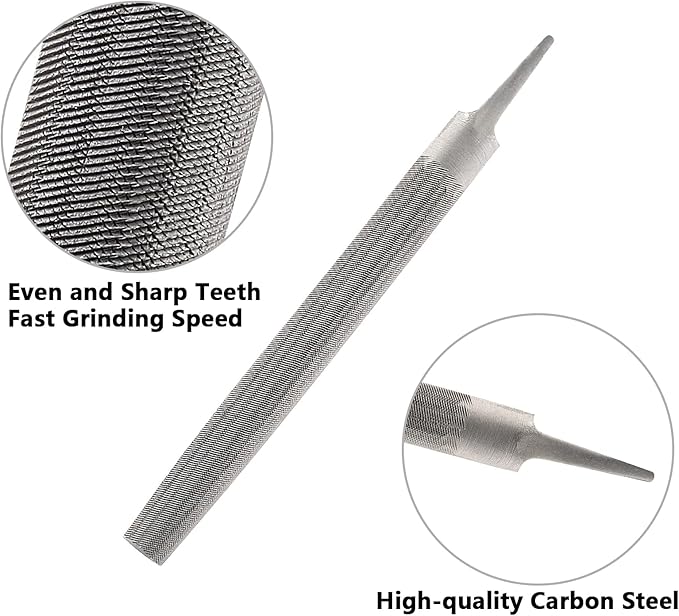 Bivethoi 6 Inch Half Round Cut File, High-Carbon Steel Double Cut Teeth Single Hand File Without Handle Suitable for Wood, Metal, Sharpening