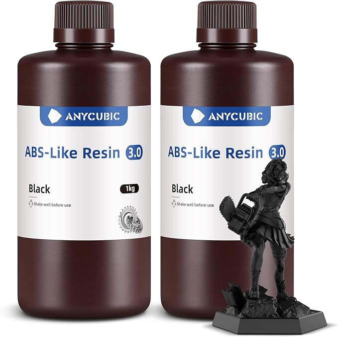 ANYCUBIC ABS-Like Resin 3.0, 3D Printer Resin with Enhanced Strength and Toughness, High Precision and Minimal Shrinkage, Wide Compatibility for All LCD Resin 3D Printers (Black, 2kg)