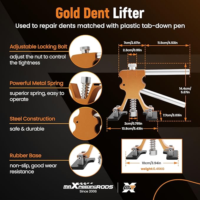 maXpeedingrods Car Dent Puller Dent Removal Kit, Auto Body Paintless Dent Repair Tool, Pops a Dent Remover Kit with Golden Lifter, for Car Dent Repair Metal Surface Dent Removal, 65 PCS