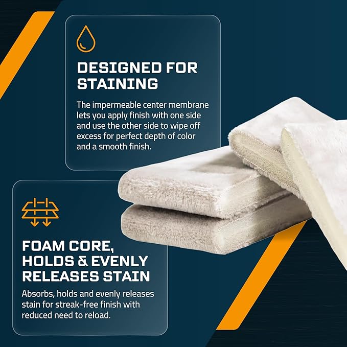 M훮KRS Double Thick Stain Pad, Cut-to-Size Staining Pads, 1-Pack, Lint, Snag, Streak-Free Applicator, Micro Brush Material, Wood Stains and Oil Based Finishes, Easy to Use with Consistent Application