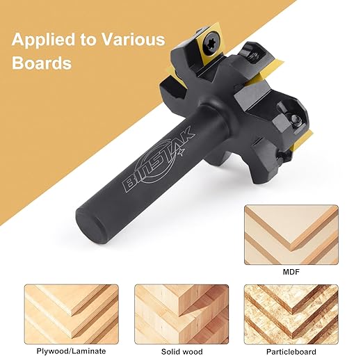 CNC Spoilboard Surfacing Router Bit, 1/2" Shank 2" Cutting Diameter, 6 Wings Carbide Insert Slab Flattening Router Bits Wood Planing Planer Bit