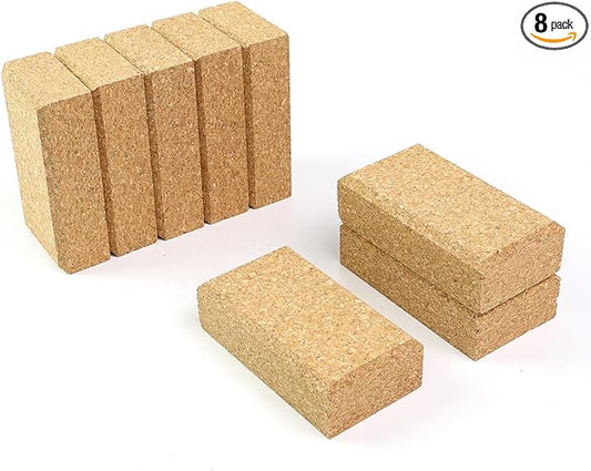 SCOTTCHEN Cork Sanding Block, Cork Punching Pad,Cork Sewing Block, 4-1/4" x 2-3/8" x 1-3/16", Hand Sanding Tool for Woodworking, Furniture Repair, Leather Craft - 8 Pack