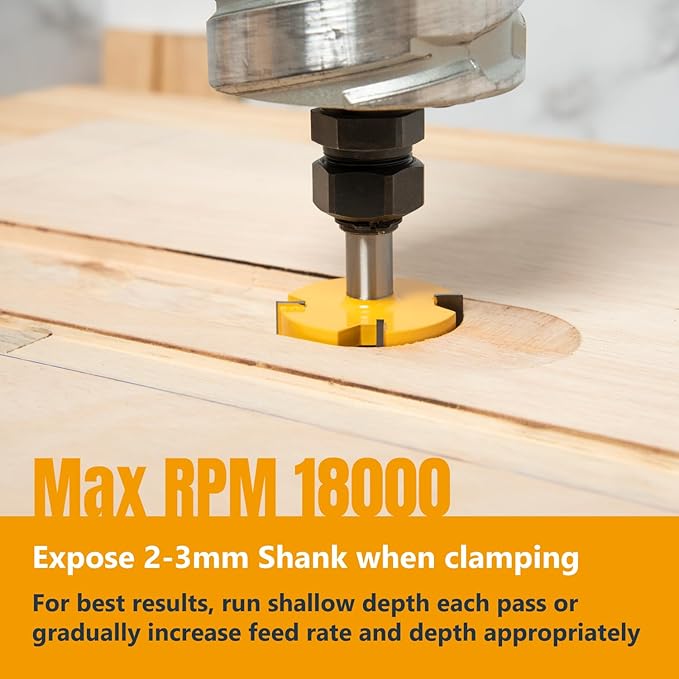 POWERTEC Slab Flattening Router Bit, 1/2 Shank, 2" Diameter, 1/2" Cutting Depth,Woodworking Surfacing Bit for CNC Machine, Wood Milling & Live Edge Wood Planing (73055)
