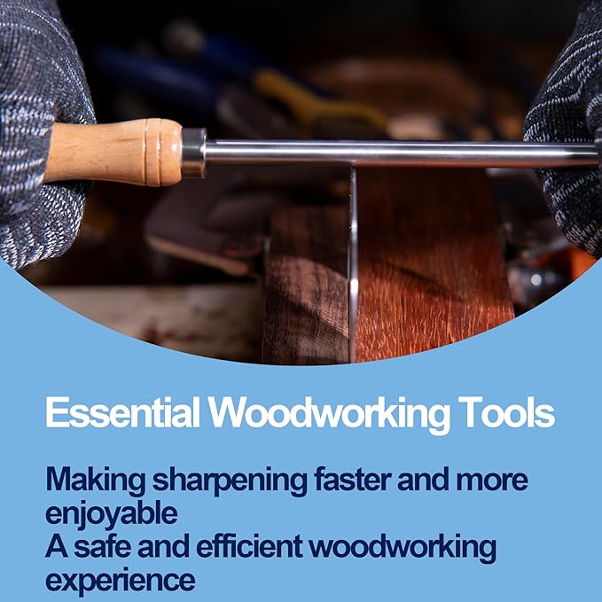 Cabinet Scraper Burnisher Tool,Scraper Burnisher for Creating Sharp Burrs and Honing Card Scrapers,with high-quality wooden handle and Super Hard High Speed Steel Rod
