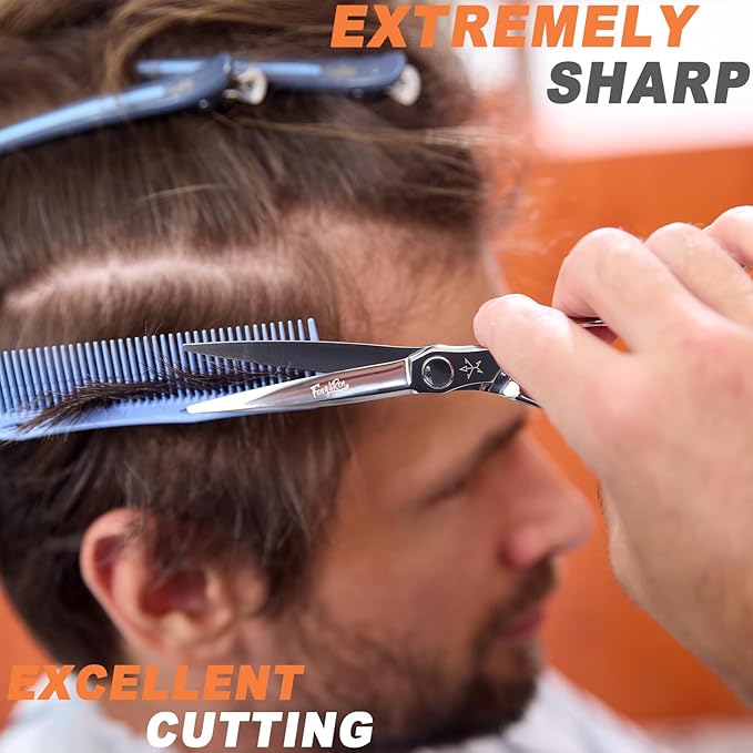 High-end Professional Extremely Very Sharp Barber Hair Cutting Scissors Hairdresser Shears For Hair 6 Inch Haircut Scissor Made Of Stainless Steel For Hairdressing Salon and Home Use