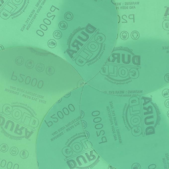 Dura-Gold Premium 6" Green Film PSA Sanding Discs - 2000 Grit (Box of 25) - Self Adhesive Stickyback Sandpaper for DA Sander, Detailing Finishing Cut Abrasive, Sand Automotive Paint Woodworking Wood