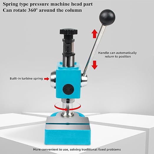 RATTMMOTOR Arbor Press J03-0.2A Spring-Loaded Precision Manual Shaft Press, Benchtop Hand Hole Puncher Machine for Metal and Non-Metal Punching, Bending, Stretching, Forming (2KN/0.2T Capacity)