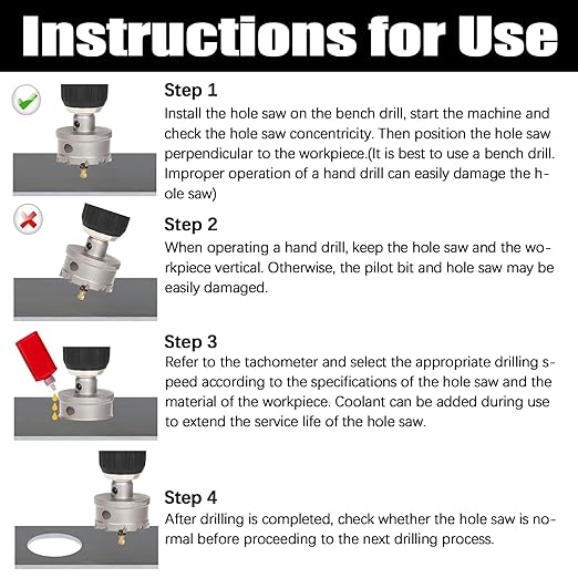 10PCS Heavy Duty Carbide Hole Saw Kit, 5/8'' to 2'' Metal Hole Cutter with Pilot Drill, Holesaw for Hard Metal, Stainless Steel, Iron, Mild Steel, Aluminium, Alloy, Plastic, Fiberglass