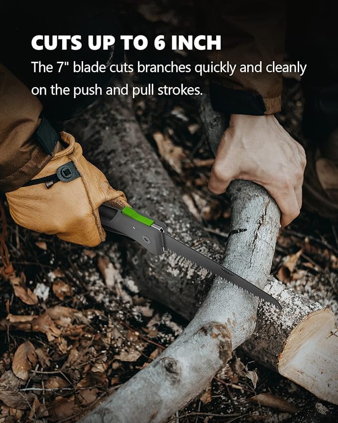7 Inch Folding Hand Pruning Saw, Heavy Duty Foldable Camping Saw with 7??Hardened SK5 High Carbon Steel Blade Garden Folding Saw for Wood Cutting, Tree Trimming, Gardening, and Hunting