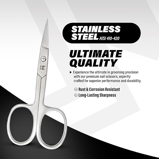 MUSI Nail Cutter & Cuticle Cutter with Multi-Purpose Scissors for Nails, Cuticle, Eyebrow, Eyelash & Dry Skin,Trimmer & Nippers, Hangnail Remover, Premium Stainless Steel Grooming kit