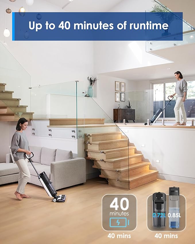 Tineco Floor ONE S7 FlashDry Smart Cordless Wet Dry Vacuum Cleaner, Long Runtime, Great for Sticky Messes, Self-Cleaning, 158?덳ot Air FlashDrying, Dual-Sided Edge Cleaning, Extended Battery Lifespan