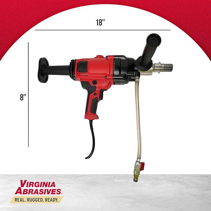 Virginia Abrasives 433-22000 1pc Automatic Clutch Variable Speed Core Drill - Premium Concrete Core Drill Machine for Wall/Brick, Handheld Tool for Efficient Drilling, Power Tool for Pros and DIYers