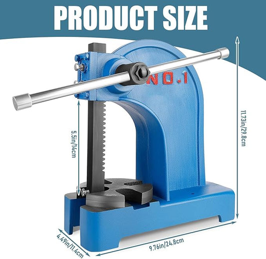 Manual Arbor Press 1.5 Ton, 5" Maximum Height Arbor Press, Cast Iron Heavy Duty Manual Benchtop Metal Arbor Press, 4 Models Precision Arbor Press for Stamping, Bending, Stretching, Forming