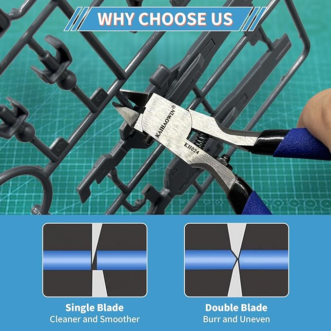 KAIHAOWIN Model Nippers Set 9 Pcs, Single Thin Blade Sprue Cutter with Tool Kit Case for Gundam Hobby Clippers for Gunpla Plastic Model Building Repairing and Fixing