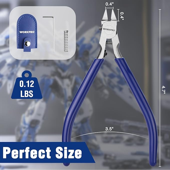 WORKPRO 4.7" Model Nippers Tool, Ultra-thin Single Blade Nipper for Plastic Model, Non-slip Sprue Cutter for Model Building Repairing and Fixing