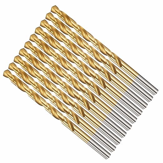 Drill Bit, 7/32" Cutting Diameter, 4341 HSS Jobber Bits TiN Coated 135° Cutting Angle - (Applications: for Drilling Soft Metal Plastic Wood), 10-Pieces