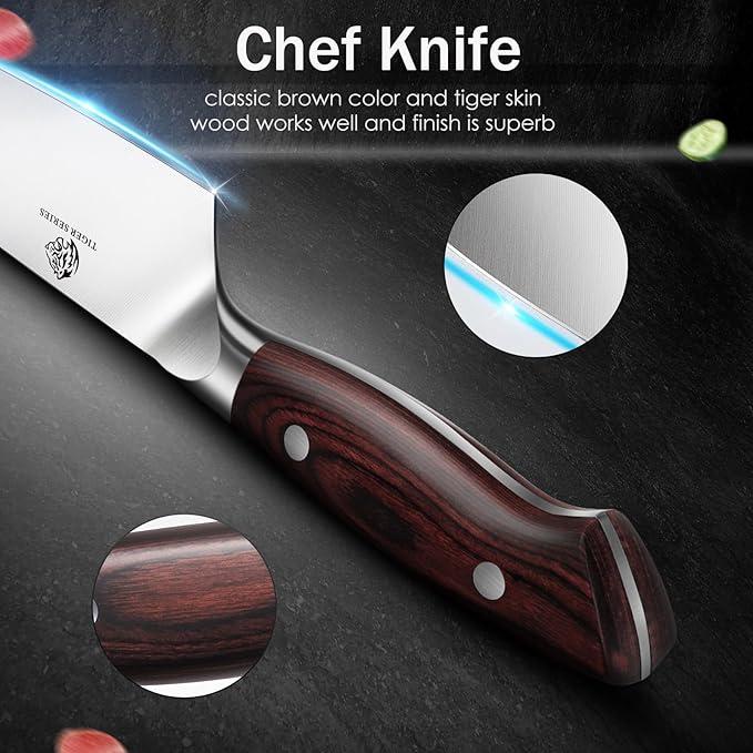 DDF iohEF Knife Set 3 Piece, Sharp Kitchen Knife Set Professional Chef Knife Set for Kitchen Japanese Stainless Steel Cooking Knives with Ergonomic Pakkawood Handle