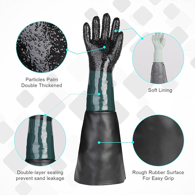 23.6" Blast Gloves for Abrasive Blasting Used on Sandblasting Sandblaster Sand Blast Cabinet