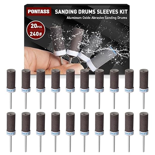 20Pcs 240 Grit Sanding Drums Sandpaper Sticks Set with 1/8"(3mm) Shank for Dremel Rotary Tool, Suitable for Metal Rust Removal/Jade Polishing/Stone Grinding