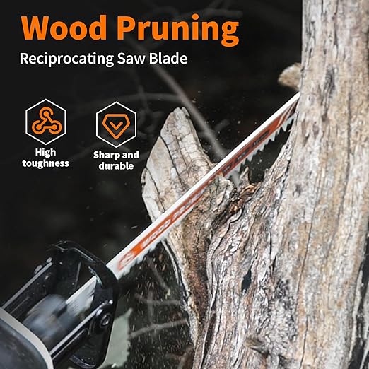 12-Piece Wood Pruning Reciprocating Saw Blade Set, Saw Blades Set, High Carbon Steel Pruning Blades for Tree, Wood and PVC Pipe Cutting