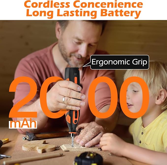 HARDELL 12V Cordless Rotary Tool Kit, 5-Speed (8000-35000 RPM), 2AH Battery Power Rotary Tools 80pc Accessories for Sanding, Polishing, Carving, Cutting, Drilling, DIY Crafting (Black&Orange)