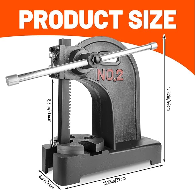 2 Ton Arbor presses, Manual Arbor Press, 8.5 Inch Max Height, Manual Press is Suitable for Punching, Bending, Stretching and Forming Tasks in Workshops and Garages(Black)