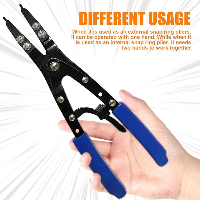 38700 Snap Ring Pliers Internal External 10" Large Heavy Duty Ratchet Locking Design Anti-slip Circlip Pliers Blue Automotive Removal Tool Kit Compatible with Ford Super Duty Pickups 2007 and Newer