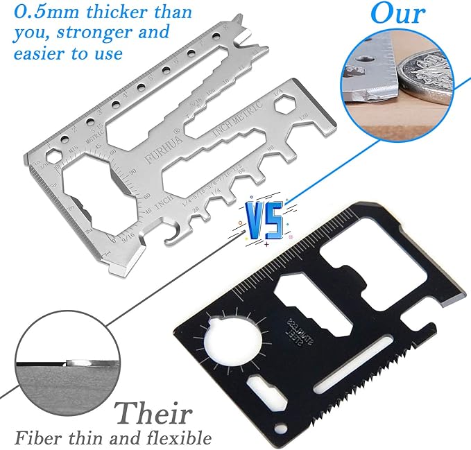 2 Pack Multitool Credit Card Sized Pocket Tool, 42-in-1 Wallet Multi Tool Card,thicker and harder, Gifts for Dad, Husband, Men - Bottle Opener, Cord Cutter, Screwdriver, Ruler, Scraper etc