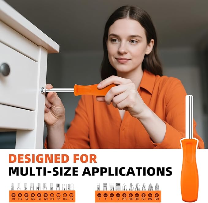 22 Piece Claw Hammer, Small Hammer, Screwdriver Set, Tools Set, Tool Kit with Anti-Slip Handle for Women DIY Craft Industry, Indoor Outdoor Using, Orange