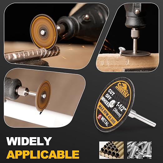 1-1/2 Cut Off Wheels 40 Pack, 1.5" x 1/8" Fiberglass Reinforced Cutting Discs Rotary Tool Accessories Kit with 4 Mandrels, for Cutting Metal, Bolts, Screws