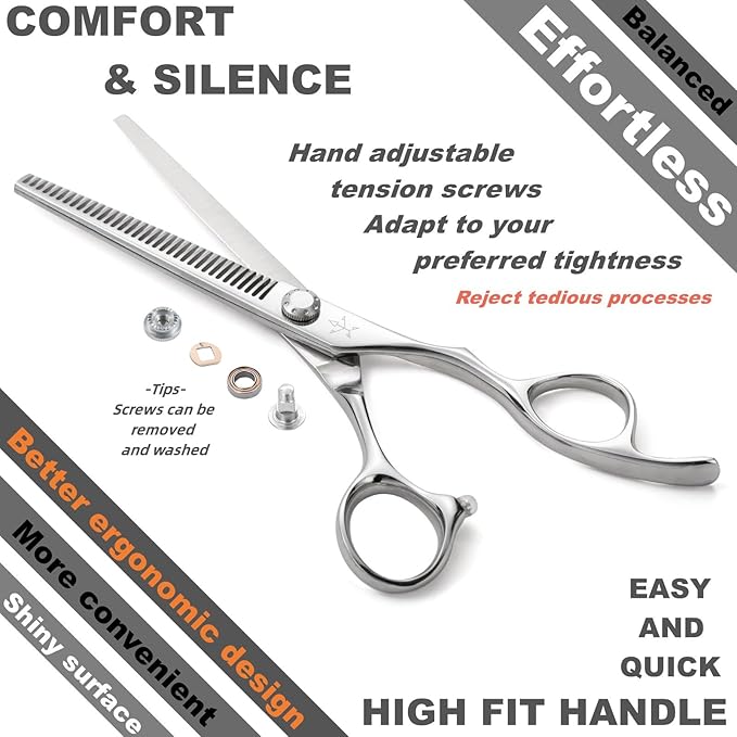 High-end Professional Hair Thinning Scissors Hair Cutting Teeth Shears Barber Hairdressing Texturizing Scissor Extremely Very Sharp 6.25 Inch Stainless Steel Alloy For Men,Women,Salon & Home