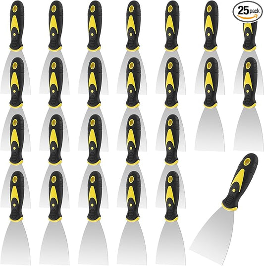 25PCS 3 Inch Putty Knife, Stainless Steel Spackle Knives, Metal Knife Scrapers for Drywall Finishing, Plaster Scraping, Decals Wallpaper