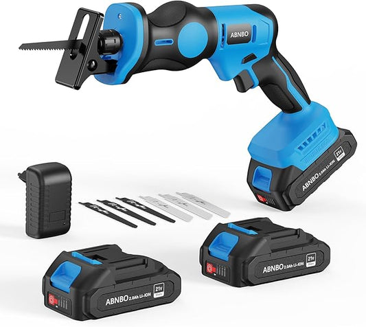 20V Cordless Reciprocating Saw, Brushless Electric Reciprocating Saw with 2 Batteries and 6 Blades,Tool-Free Blade Change, Portable Power Reciprocating Saw for Cutting Wood, Metal, PVC