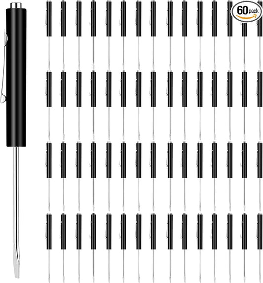 60 Pieces Pocket Screwdriver Mini Tops and Pocket Clips Magnetic Slotted Small Screw Driver with a Single Blade Head for Mechanical, Electrician (Black)