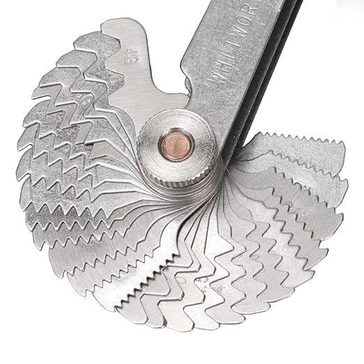 Thread Pitch Gauges Measure Tool Set,Stainless Steel Thread Gauges, Metric & Imperial Screw Gauge SAE Whitworth 55 Degree & Metrisch 60 Degree Thread Pitch Gauge for Industrial Measurement