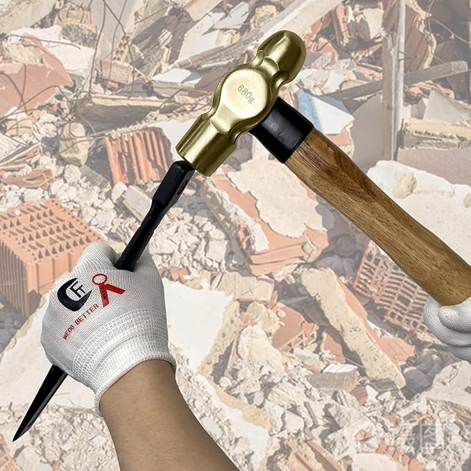 WEDO 2PCS Ball Pein Hammer,1/2lb+1lb Non-Sparking Ball Peen Hammer with Wooden Handle, Aluminum Bronze,Die-forged,Corrosion Resistant,BAM & FM Certificate,DIN Standard