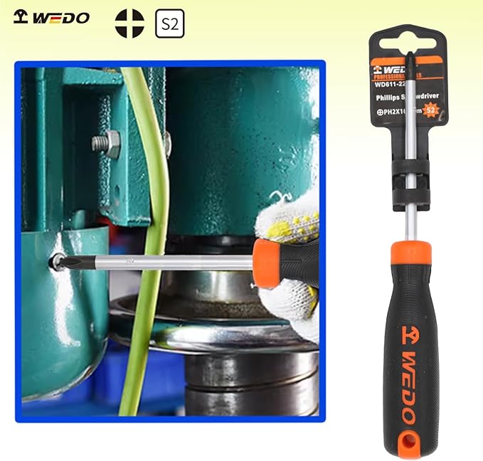WEDO Phillips Screwdriver S2 Steel die-forged Magnetic Tip Ergonomic Comfortable Non-Slip Handle,PH2*150mm