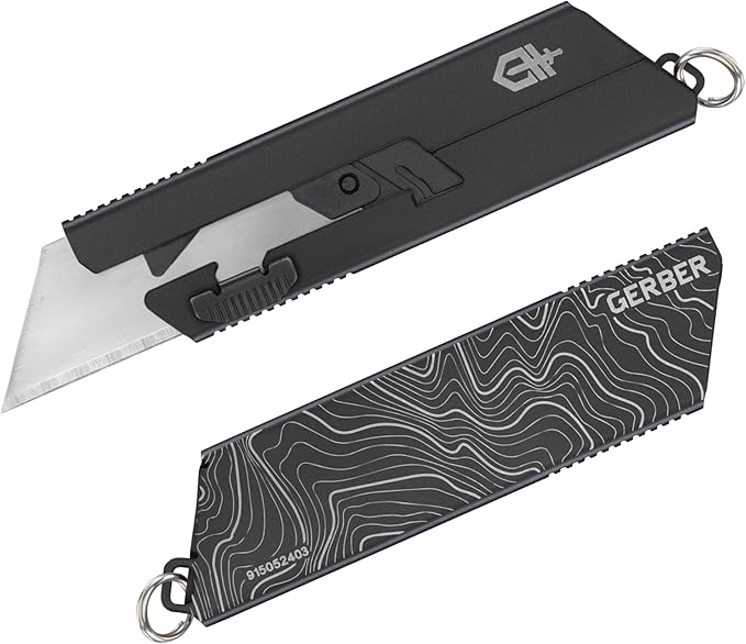 Gerber Gear EAB Utility Knife, Clips to Pocket or Keychain with Replaceable Razor Blade for Everyday Carry, EDC Gear with Box Cutter Retractable, Mini Black