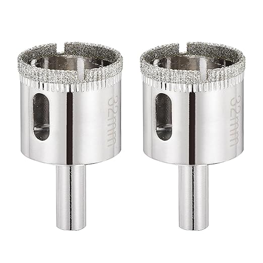 PATIKIL 2pcs 1-1/4" (32mm) Diamond Hole Saw, Glass Diamond Hole Cutters Hollow Core Drill Bits for Fiberglass, Tile, Porcelain, Ceramic