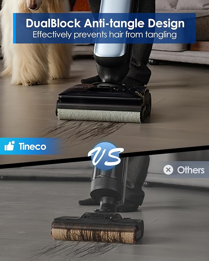 Tineco Floor One S9 Artist Pro Wet Dry Vacuum Cleaner, 22kPa Suction, 360째 SmoothDrive, Anti-Tangle Design, 185째F Flashdry, 75 Min Runtime, Dual-Edge Cleaning, 180째 Lay-Flat