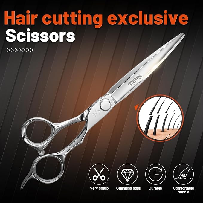 High-end Professional Extremely Very Sharp Barber Hair Cutting Scissors Hairdresser Shears For Hair 6.3 Inch Haircut Scissor Made Of Dynamic Steel Alloy For Hairdressing Salon and Home Use