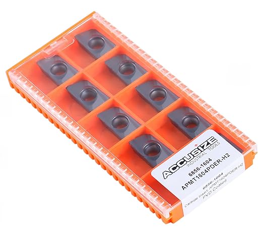 Accusize Industrial Tools APMT1604PDER-H2 PVD Coated Carbide Inserts for Machining Stainless Steel, 10 Pc Set, 1056-1604x10