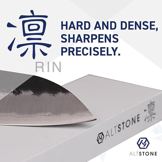 RIN [High-density. Tightly compacted.] Splash & Go, Whetstone Sharpening stone grit w/Nagura, 7.1" x 2.4" x 0.8" (Ideal for home-use), Made in Japan (#3000)