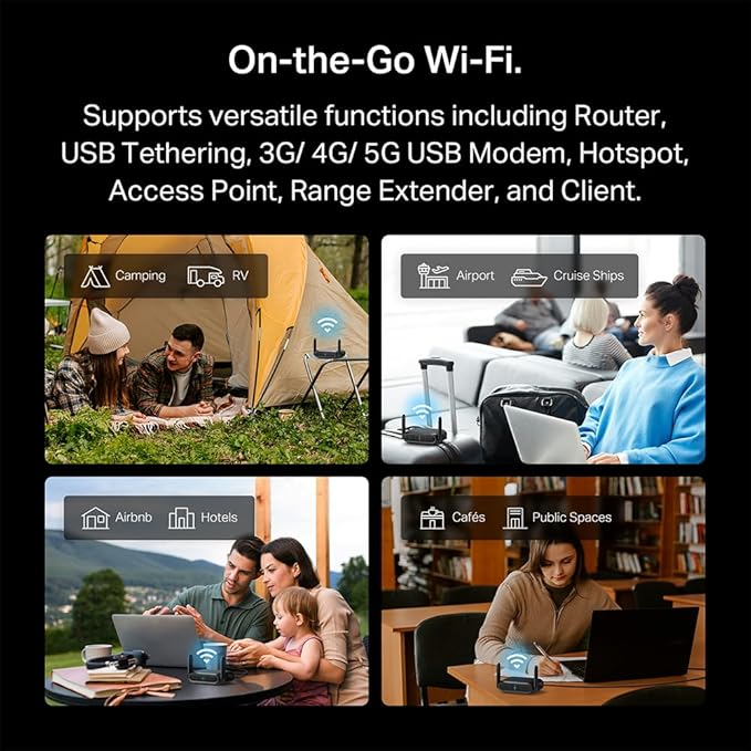 TP-Link BE3600 Wi-Fi 7 Portable Travel Router TL-WR3602BE | Dual-Band, 2.5 Gig Port, USB 3.0 | Multi-Modes in One | OpenVPN, WireGuard짰 | Public WiFi Sharing for Hotel/Cruise/RV/Plane | No 6 GHz