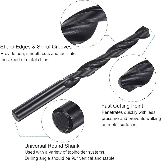 uxcell 2pcs M12 x 1.75 Metric Tap & 10.3mm Drill Bit Set, Black Oxide, High Speed Steel, Tap and Drill Bit Set
