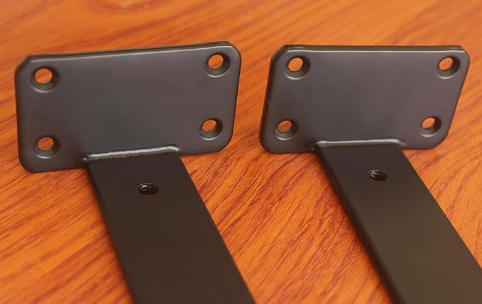 4 Pack - 9 inch Black Hidden L Shelf Bracket (1/5 Inch Thicked) Iron Floating Shelf Brackets Rustic Industrial Metal Brackets for Shelf Support