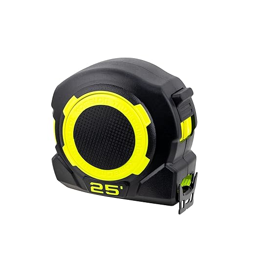 Komelon 25-Ft Retraction Control Tape Measure with Fraction Marks, Backside Printing, High Visibility Blade (TC25)