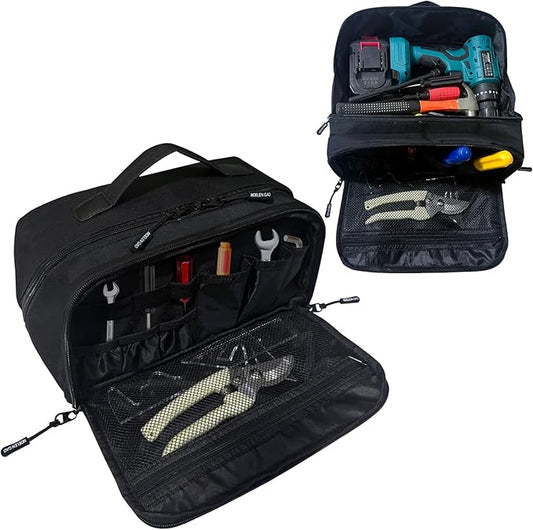 Tool Storage Bag,Portable Hand Tool Storage Organizer for Men, Tactical Range Bag with Anti-friction Bottom, Toolbag Organizer Multi-purpose Work Tote for Repairman, Carpenters, Handyman (Black)