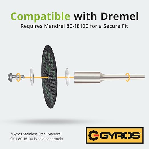 GYROS Cut-Off Wheels for Rotary Tools ??2.5??Super-Tensile Fiberglass Reinforced, 12-Pack | Cuts Stainless Steel, Titanium, Nickel, Carbon & Chrome Alloys | Made in USA 11-42502/12