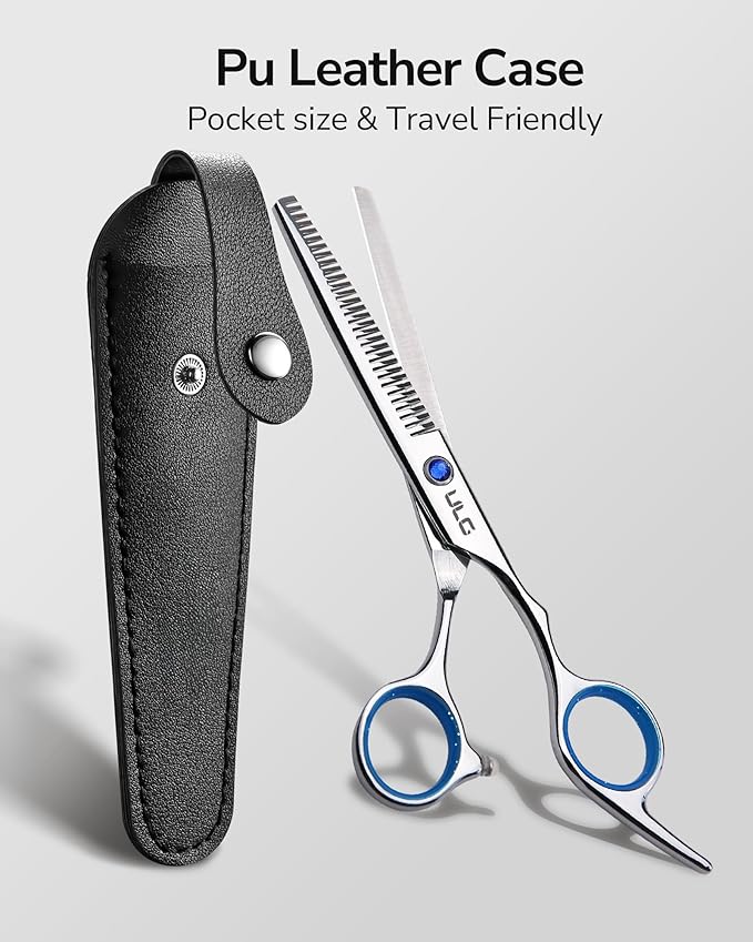 ULG Professional Thinning Shears with Leather Case - 6.5??Japanese Stainless Steel Texturizing & Hair Cutting Scissors for Salon & Home Use